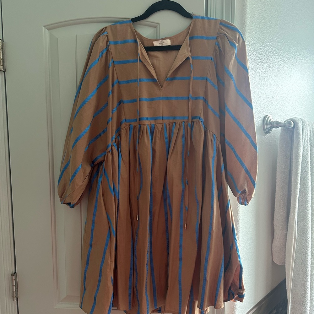Striped Brown and Blue Dress